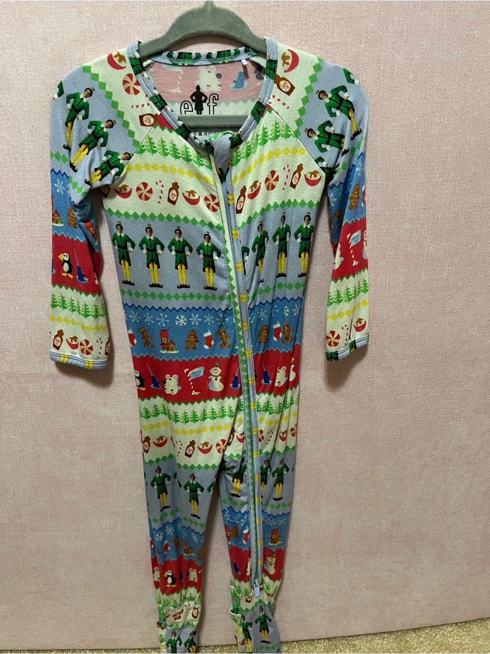 Bums & Roses Buddy the Elf™ Fair Isle Convertible Romper 12–18M Bamboo